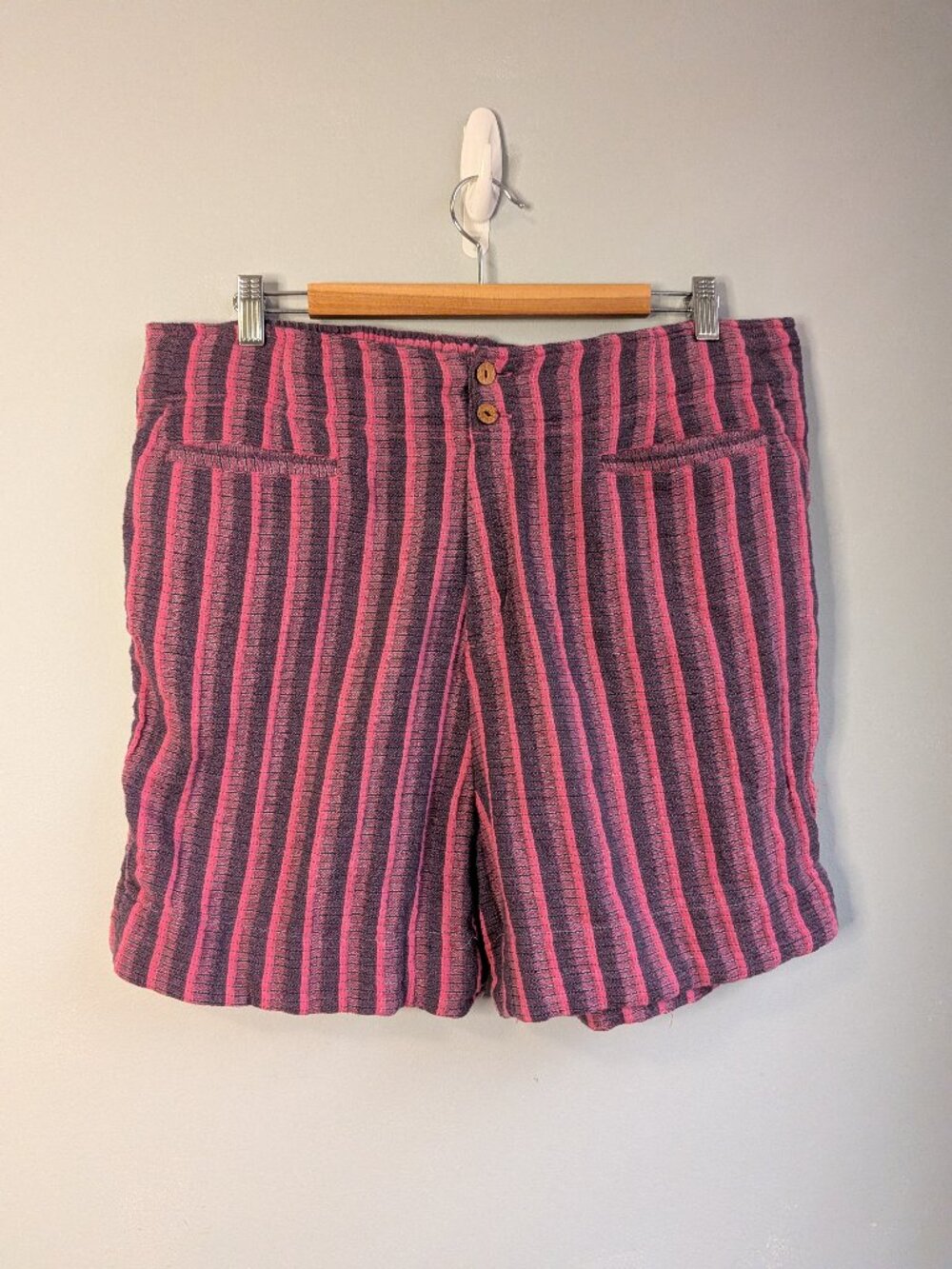 Soft Surroundings Cotton Wool Shorts Women's XL Cuffed Stretch Casual Stripe